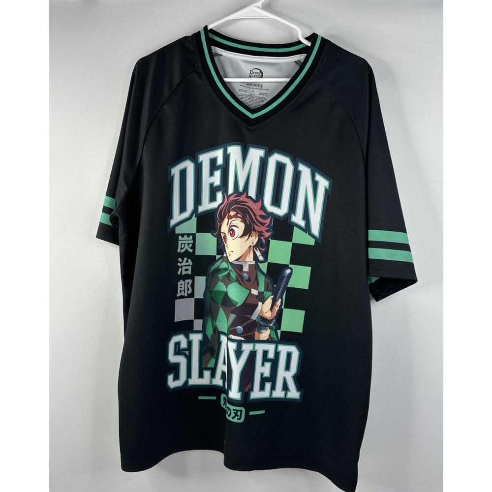 Demon Slayer Jersey Adult Large Black Tanjiro Anime Manga Character Sportswear